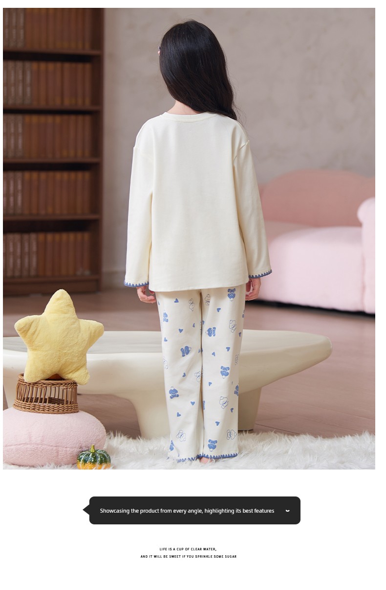 Girls' Pajamas Autumn Children's Pure Cotton Long-Sleeve Thin Style Big Girl Spring and Autumn Home Wear Set New Model — 13