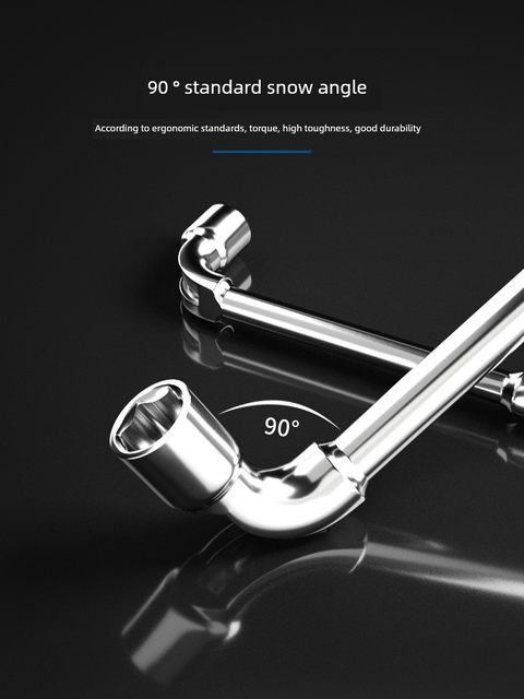 L-shaped sleeve wrench 7-shaped pipe-shaped elbow perforated wrench auto repair tool double-headed external hexagonal sleeve