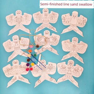 Children's Hand-Painted Small Kite DIY Material Kit Mini Hanging Decoration Paper Kite Handmade Creative Gift Coloring B