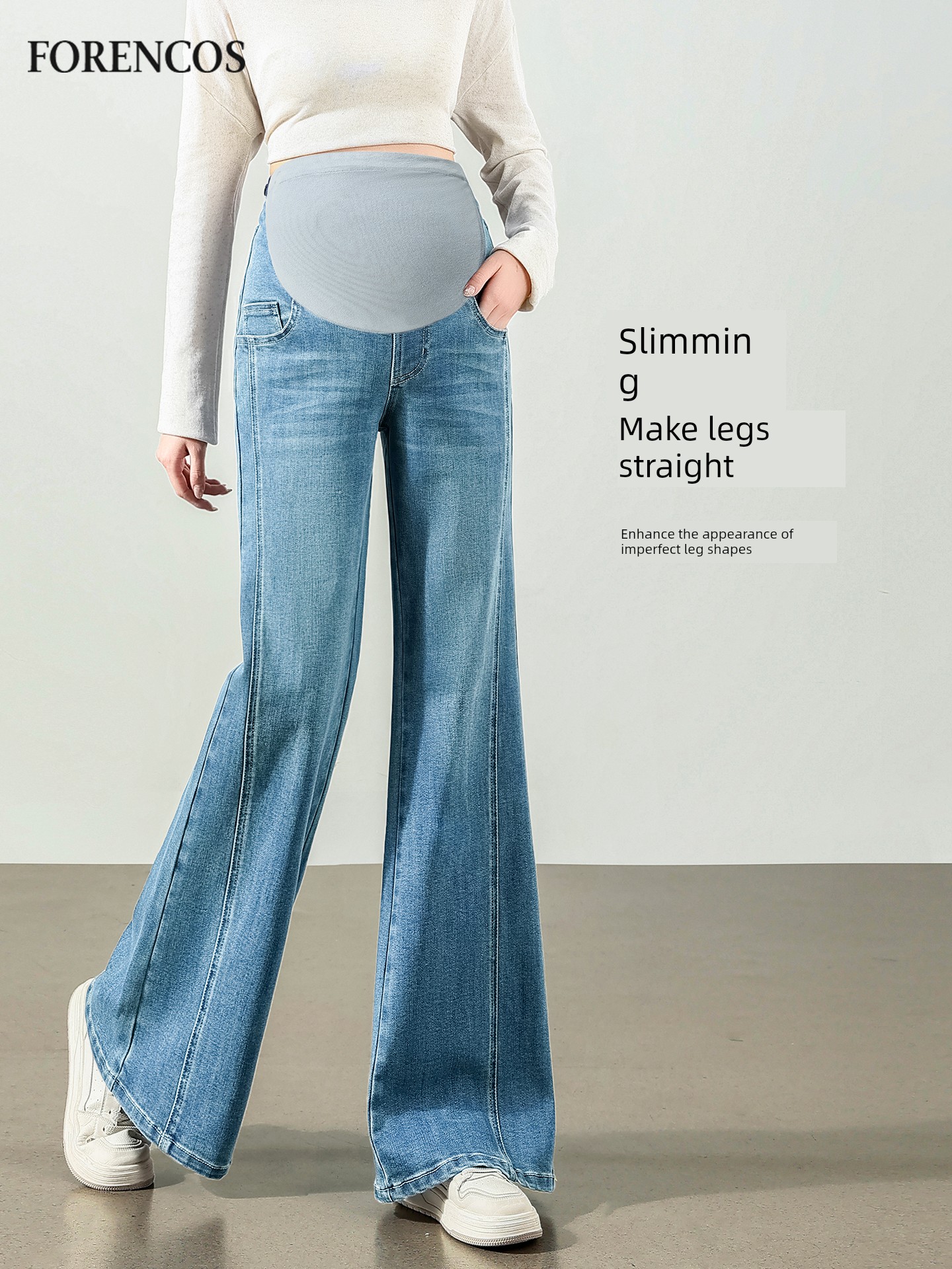 Maternity Jeans for Autumn, Flared Pants, 2026 New Style, Long Pants, Wide-Leg Pants, Belly Support, Slimming, Flared Pants for Women — 4