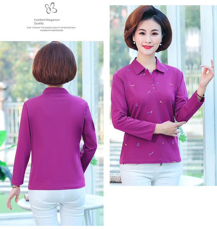 ma'am printing Autumn  Collar Undershirt Long sleeve T-shirt