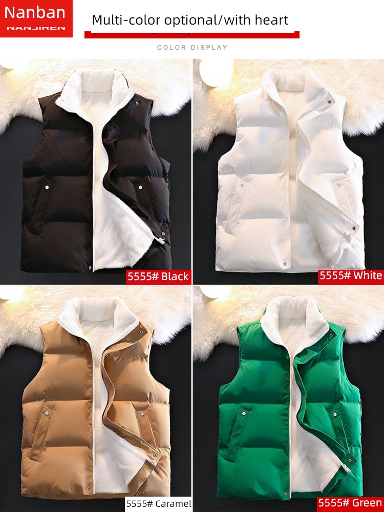 NGGGN Lamb cashmere Vest man vest Autumn and winter Plush thickening Winter money men's wear waistcoat Down cotton Vest