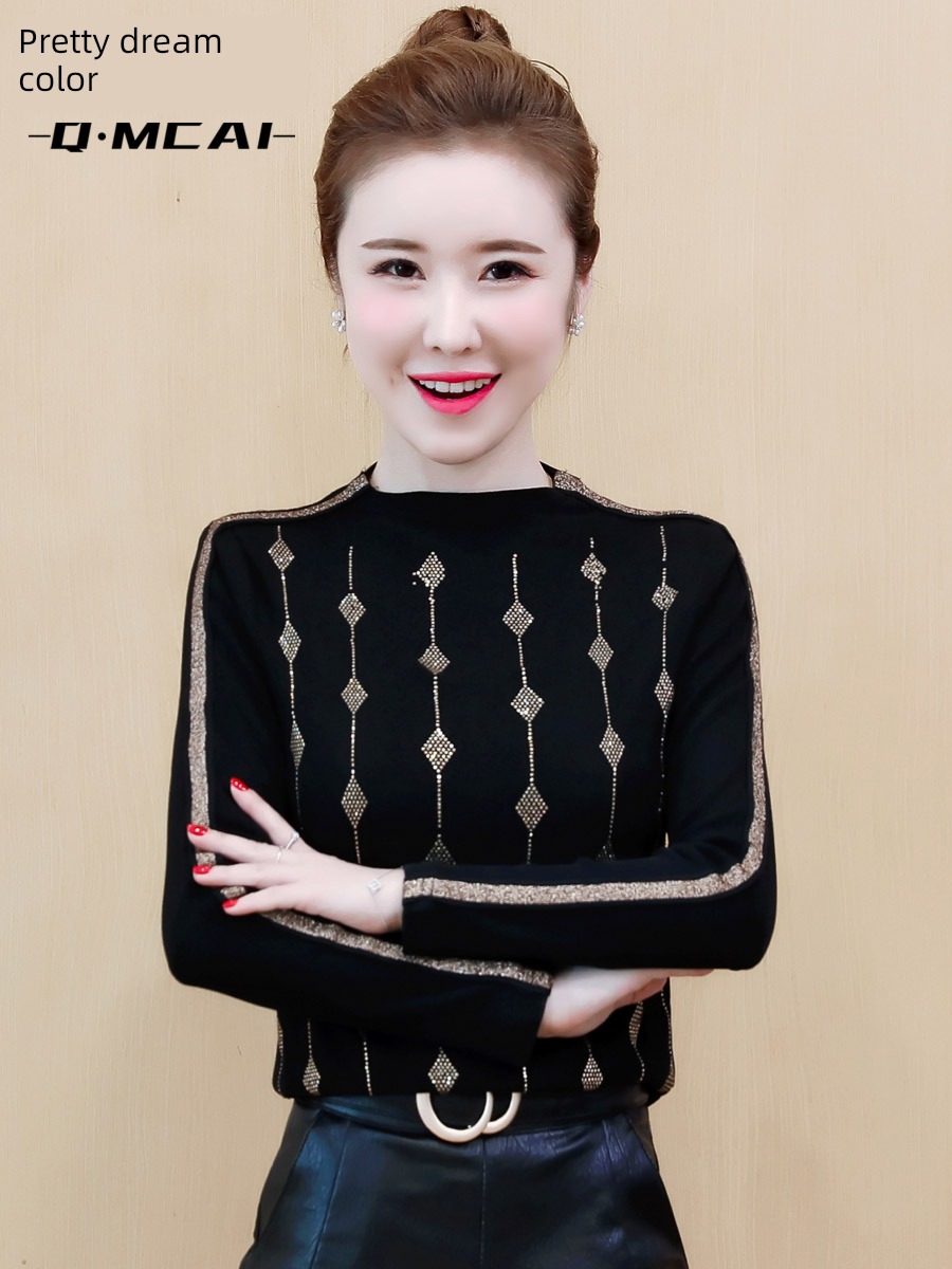 thickening Autumn and winter Half high collar Put on your clothes T-shirt Gauze