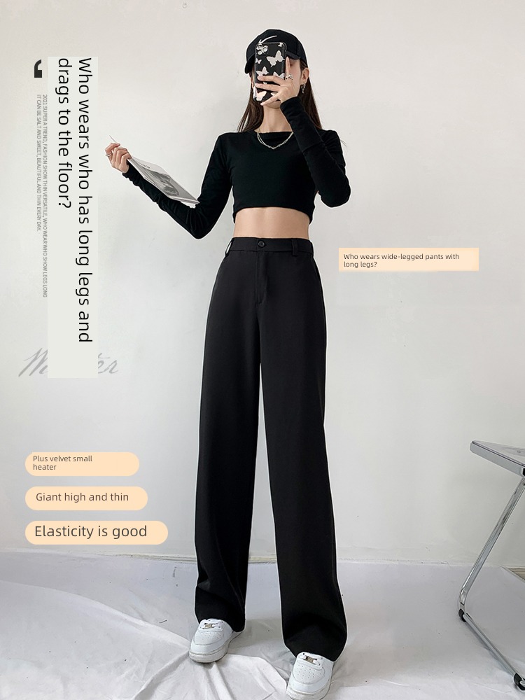 High waist easy Minority Sense of design Mopping Wide leg pants