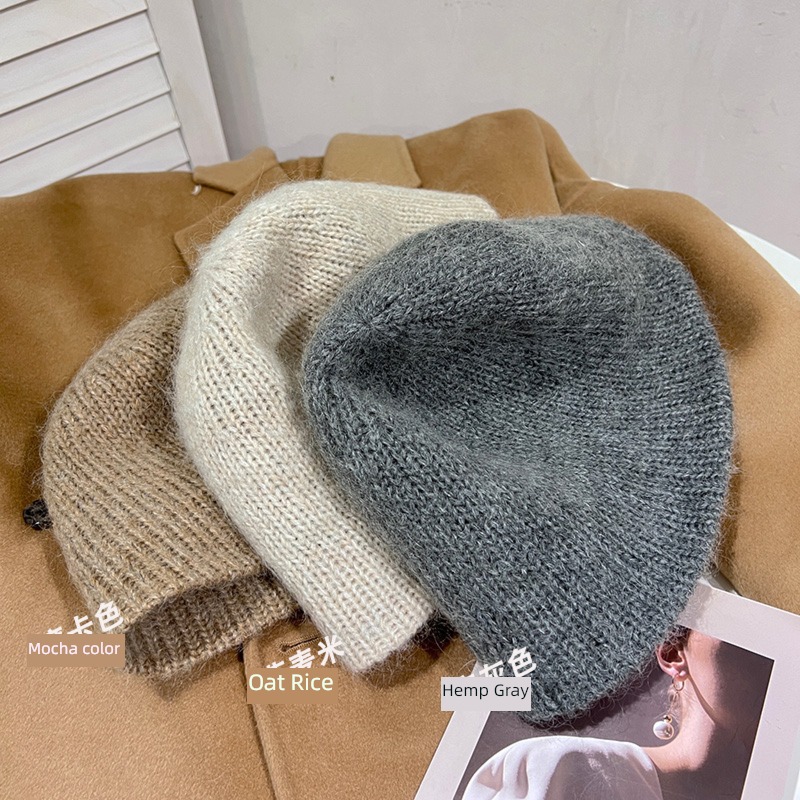 Mohair female Autumn and winter Retro temperament Basin cap Pipi