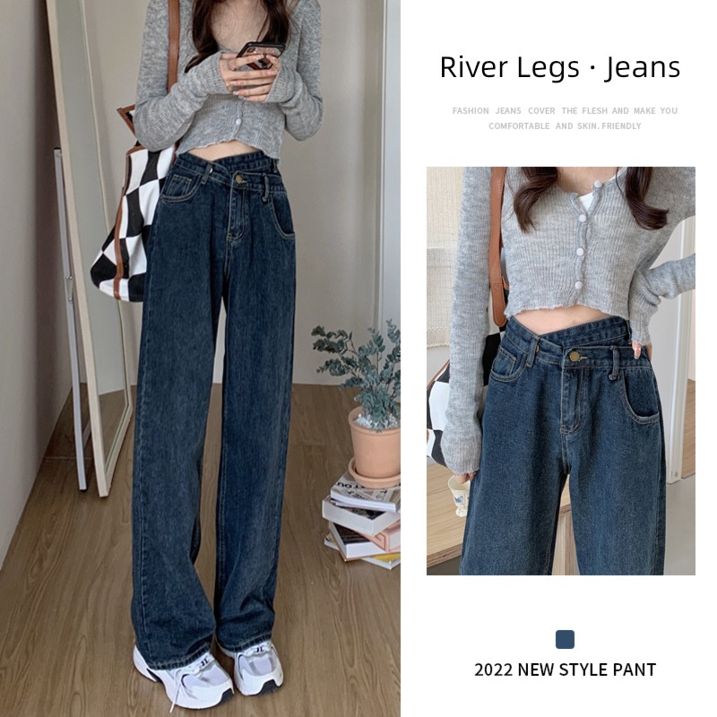 pear-shaped body  spring and autumn Sense of design High waist Wide leg pants