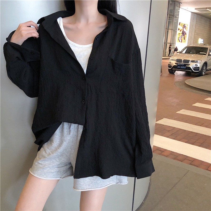 Autumn clothes Retro easy BF wind Long sleeve jacket shirt