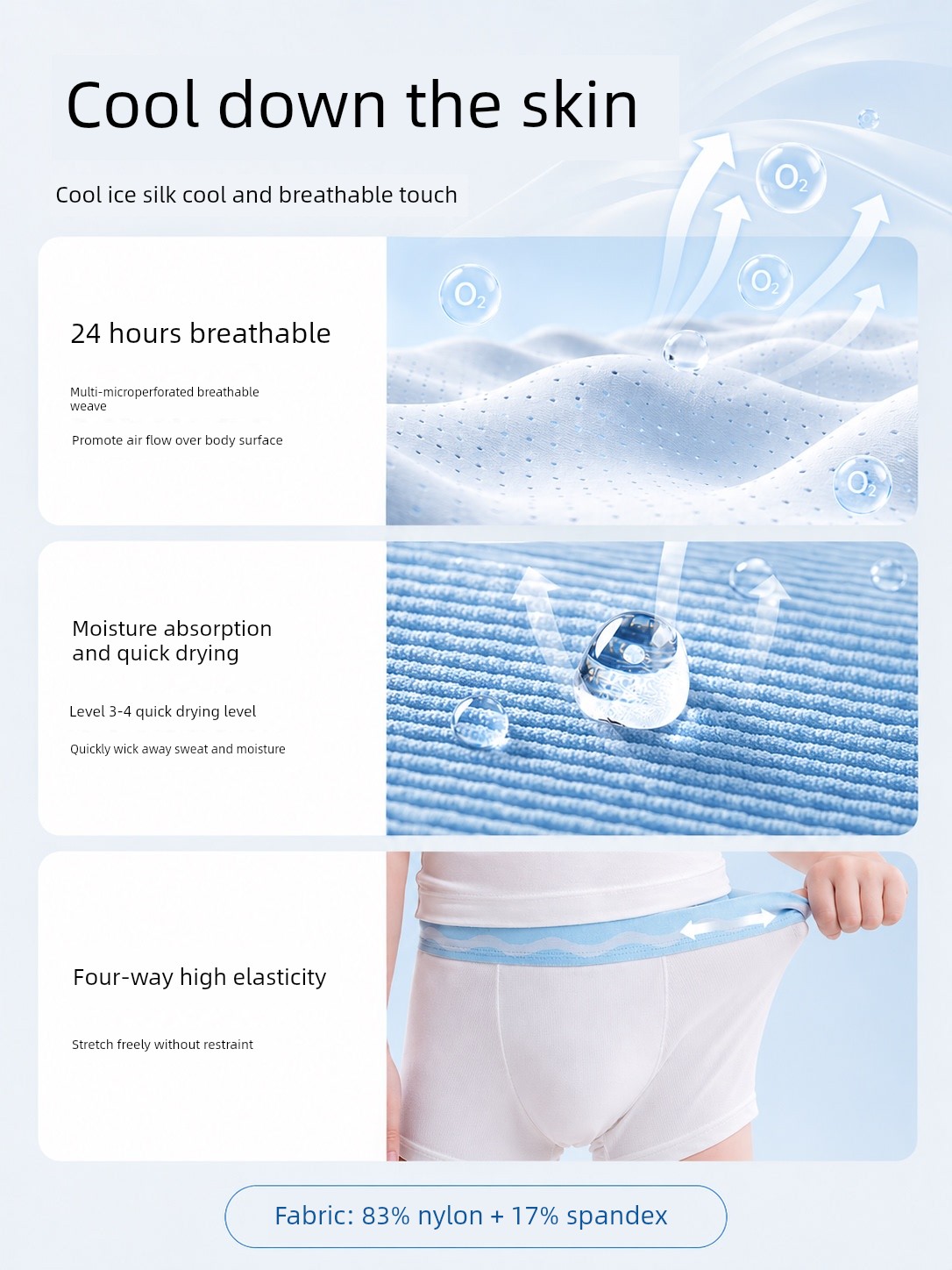 Beitais Children's Ice Silk Underwear for Boys, Summer Thin Breathable Non-Binding Boy Baby Boxer Shorts — 2