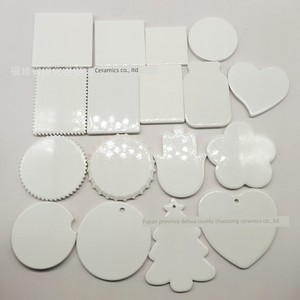 Cross-Border Glossy Sublimation Ceramic Fridge Magnets, Heat Transfer Coated Coasters, Glossy White Blank Hanging Pieces