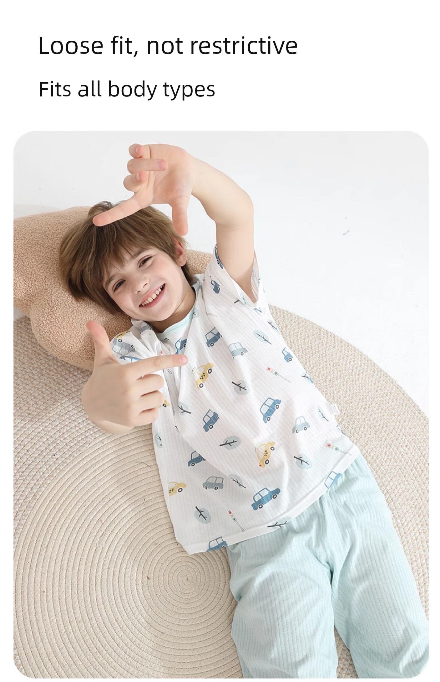 Dolaer Kidsren's Pajamas Summer Thin Pure Cotton Antibacterial Air-Conditioned Clothing for Boys and Girls Big Kidsren Boys Home Clothes Set — 14