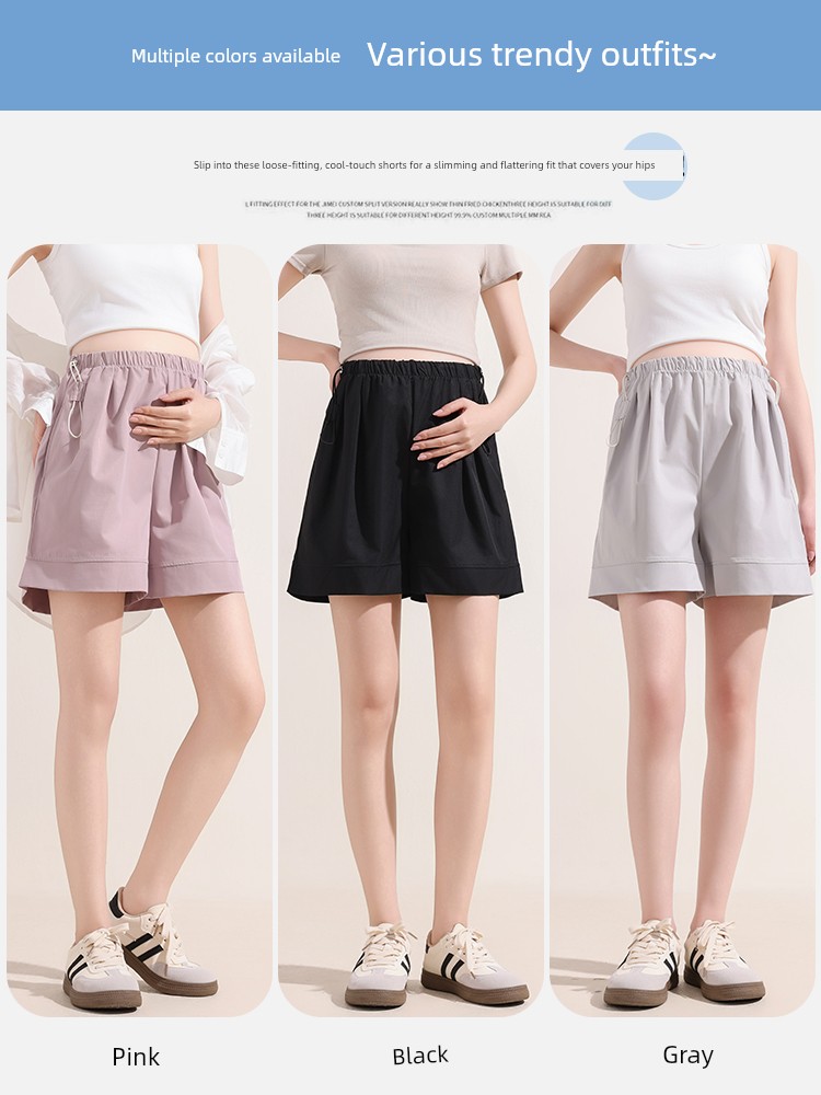 Maternity Leggings for Summer, Casual Yamamoto-Style Pants, Summer Style Without Belly Support, Five-Point Wide-Leg Pants, Maternity Summer Shorts — 4