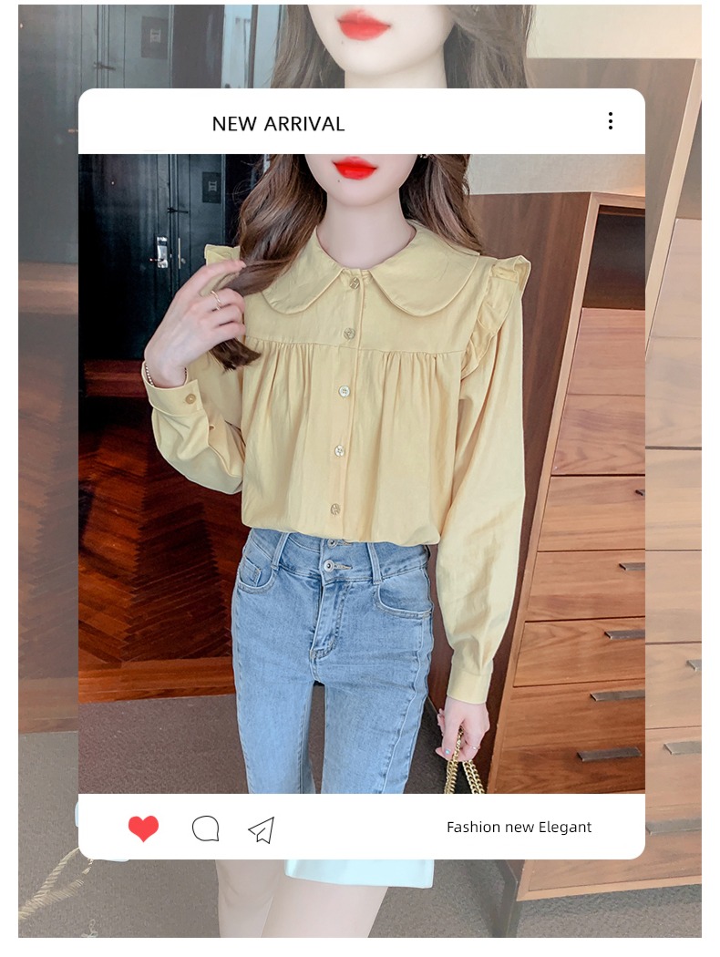 Age reduction Long sleeve unique jacket Foreign style Chiffon shirt