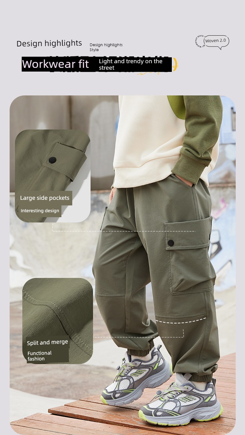 Piggy Banner Children's Cargo Pants Boys' Pants Autumn New Long Pants Big Kids Autumn Outdoor Waterproof Hiking Pants Pc — 7