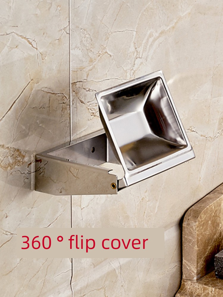 S304 Stainless Steel Ash Tray Punch-Free Public Wall-Mounted Ashtray Bathroom Wall Smoking Area Small Flip Cover