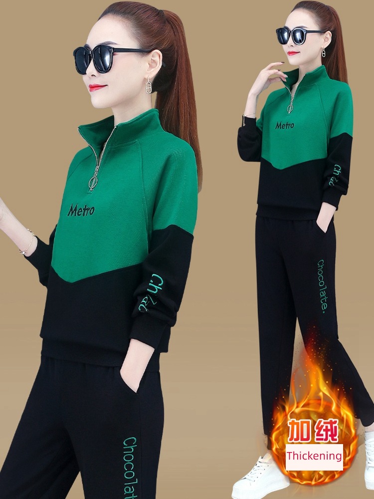Plush Autumn and winter ma'am Splicing Sweater Athletic Wear