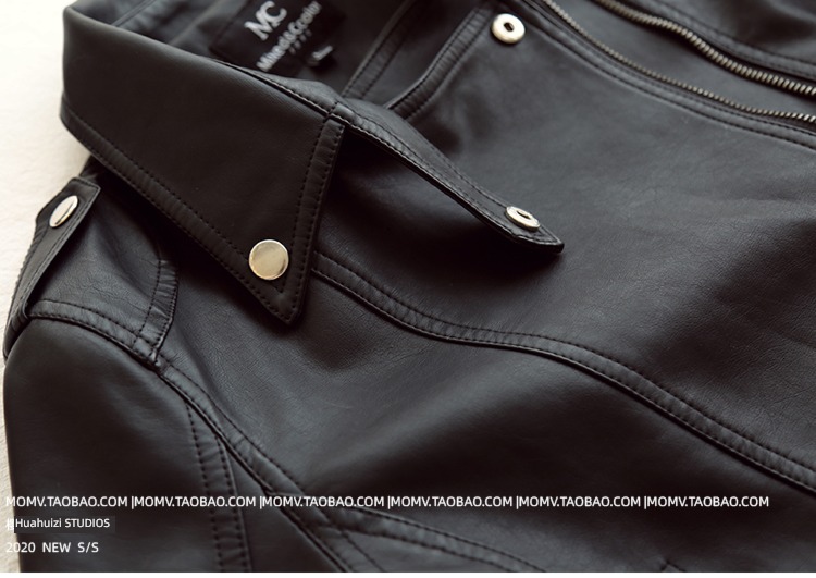 spring and autumn Korean version Lapel Locomotive clothes have cash less than that is registered in the accounts ma'am leather clothing