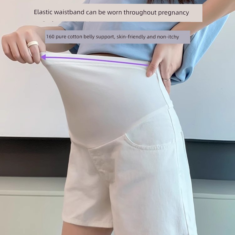Maternity Pants, Summer Thin Style, Petite Denim Wide-Leg Shorts, Loose Fit, Large Size Casual Leggings, Summer Wear — 3