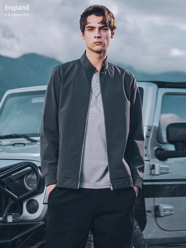 Ying julun spring and autumn Europe and America Simplicity Windbreak stand collar Jacket