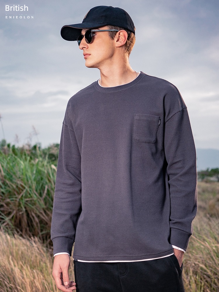 Concave convex Ying julun Texture sense Wolfgang Long sleeve T-shirt