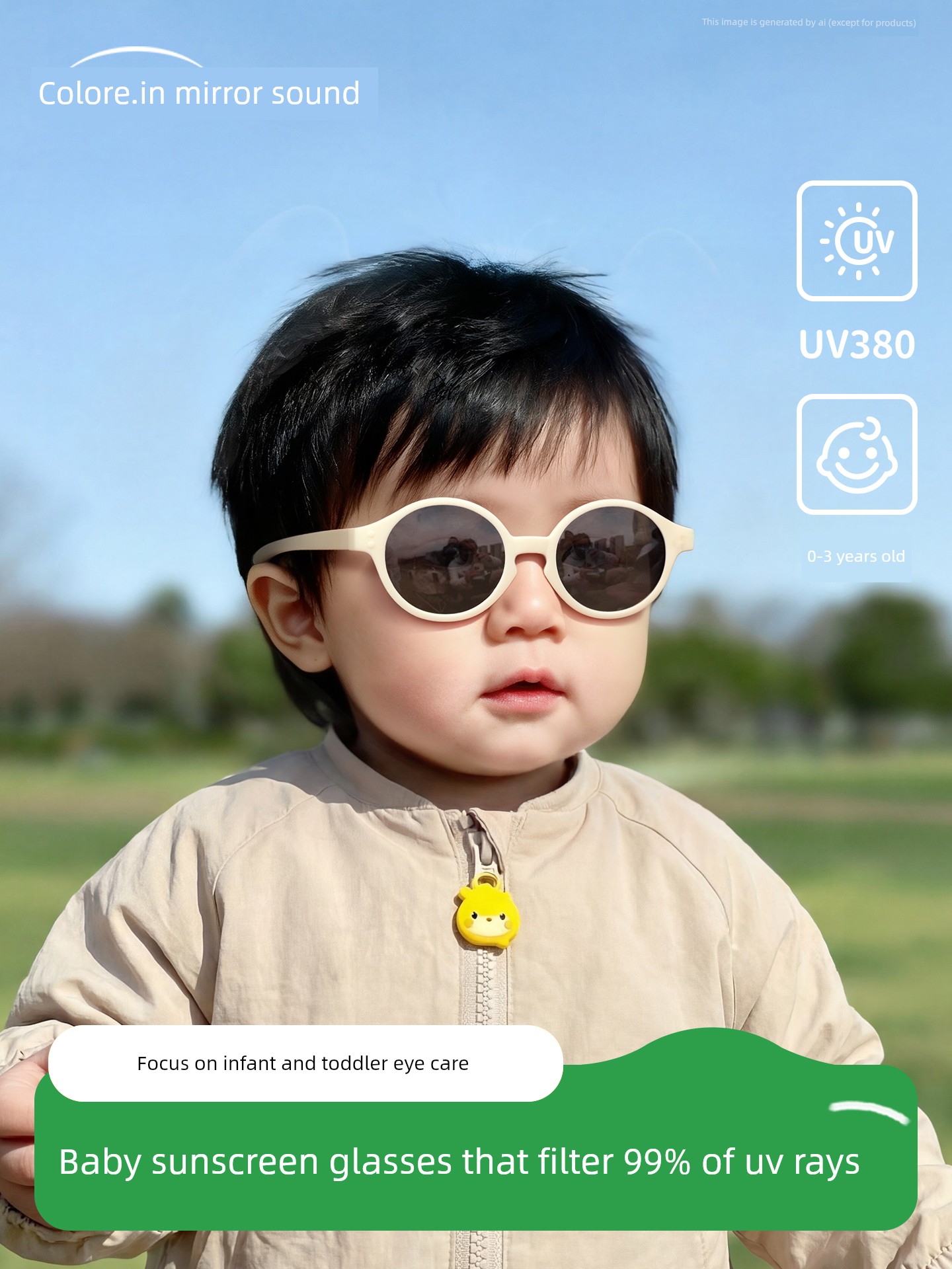 Baby Sunglasses for Young Children, Safe for Eyes, Polarized, Uv Protection, Suitable for Boys and Girls, Children's Sunglasses