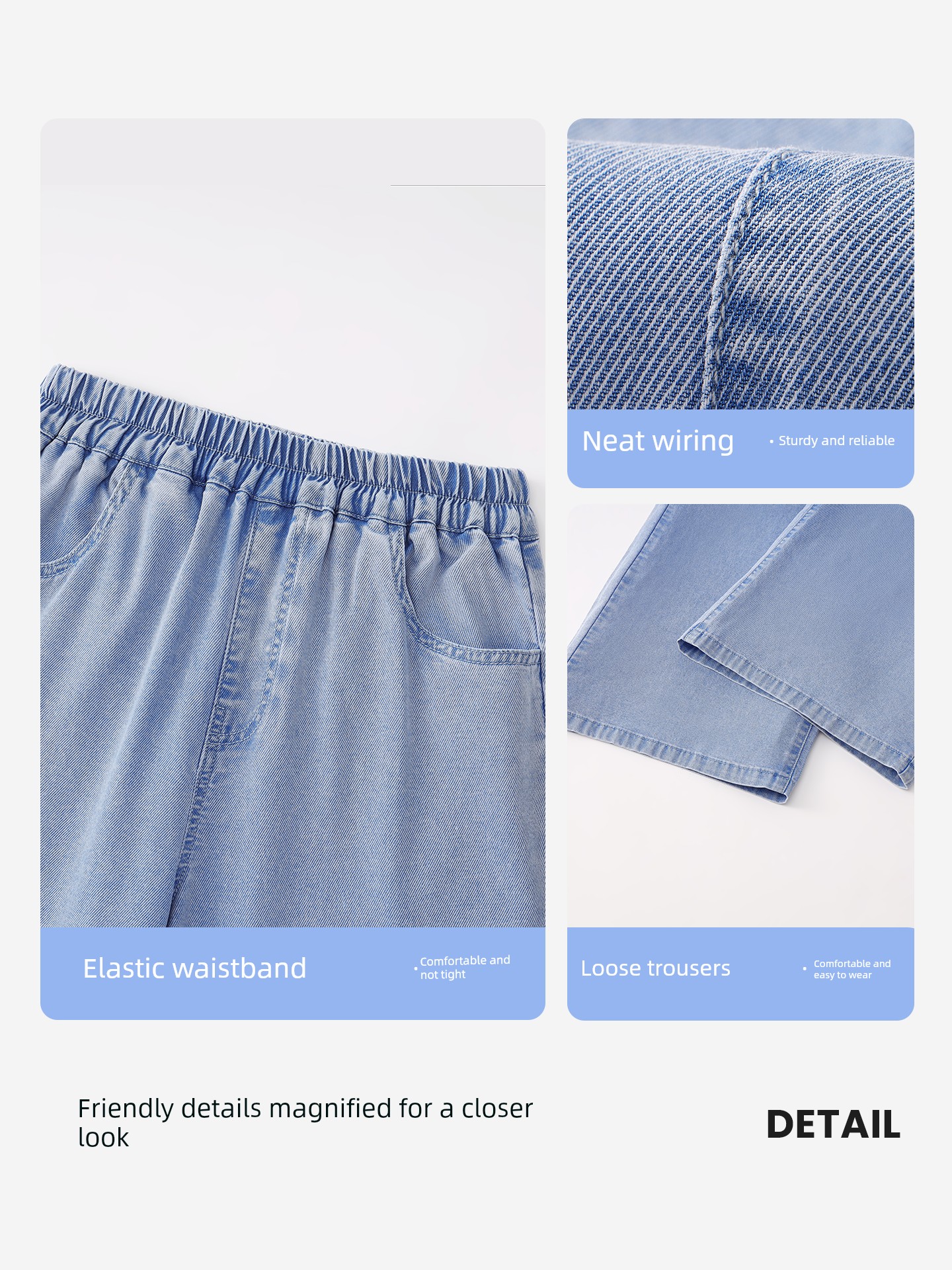 Babudou Girls' Pants Summer 2026 New Style Girls' Thin Jeans Children's Tencel Wide-Leg Pants Summer Girls — 4