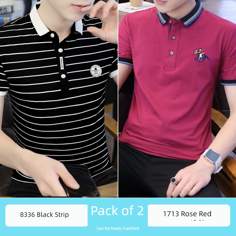 Self-cultivation Shirt collar stripe Half sleeve man summer wear