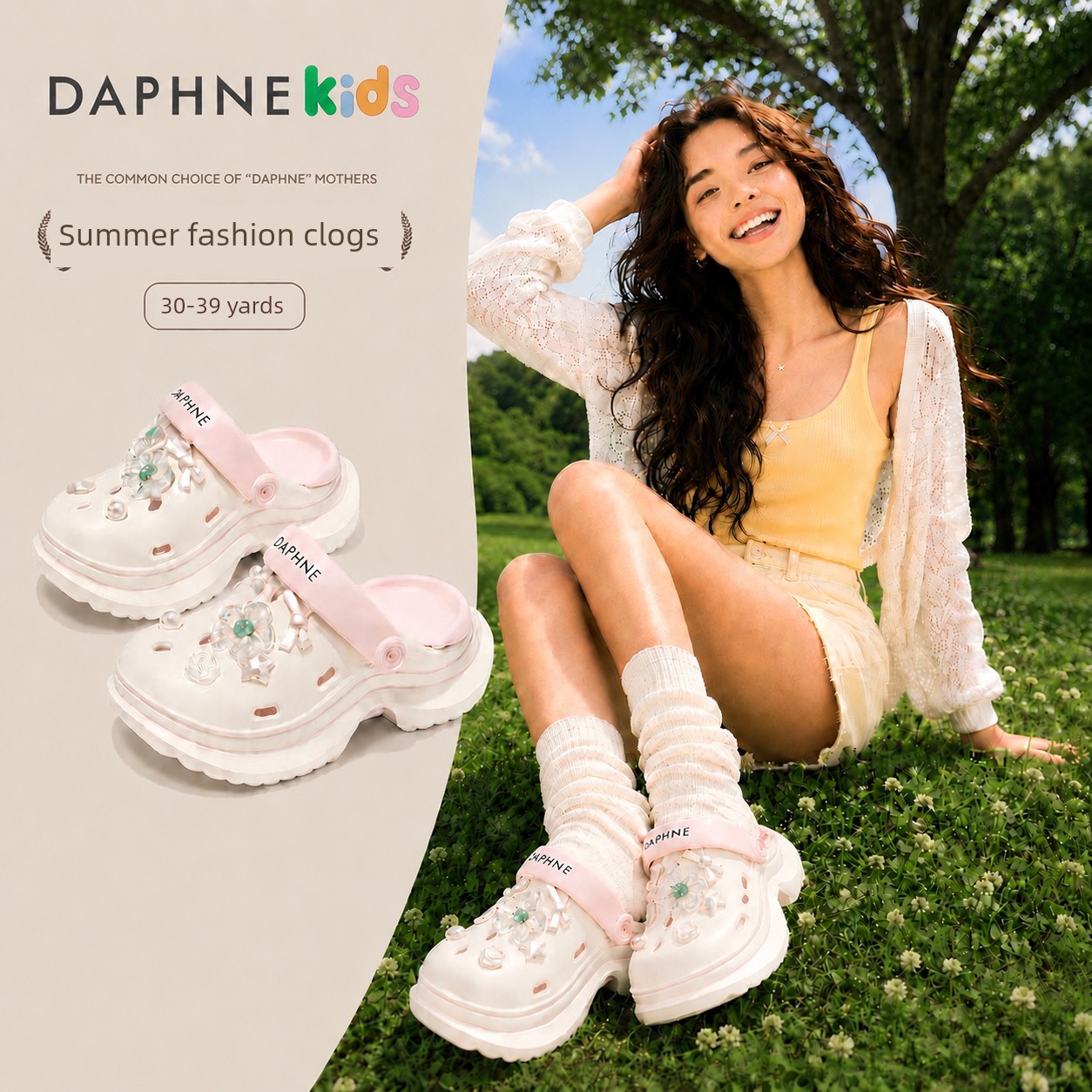 Daphne Girls' Clogs with Thick Soles 2026 Summer Children's Shoes Girls' Outdoor Shoes Big Girl Slippers