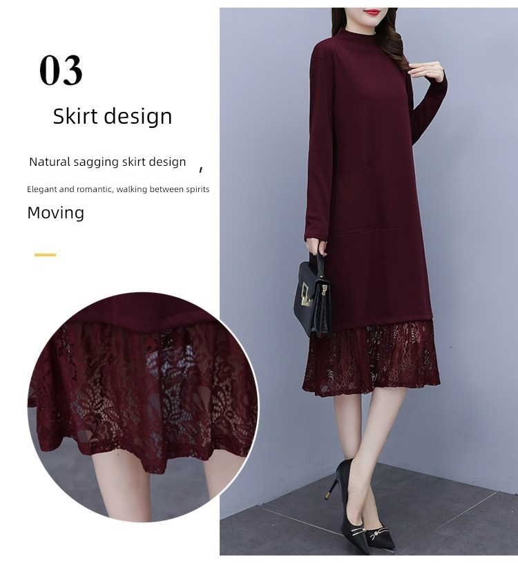 Medium length Half high collar fashion Inner lap knitting sweater