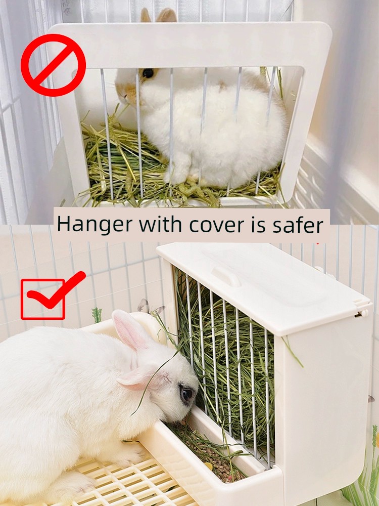 拉士格超大兔子草架 帶蓋防浪費壓克力食盆 可拆卸擋板 清潔方便