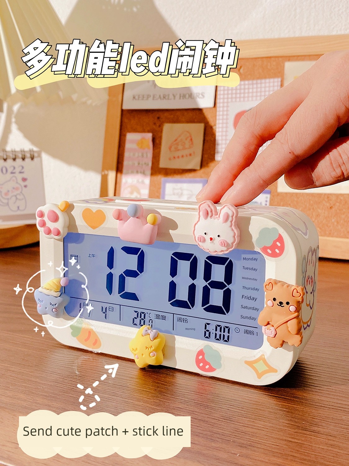 可愛卡通兒童專用鬧鐘 強力叫醒充電智能時鐘
