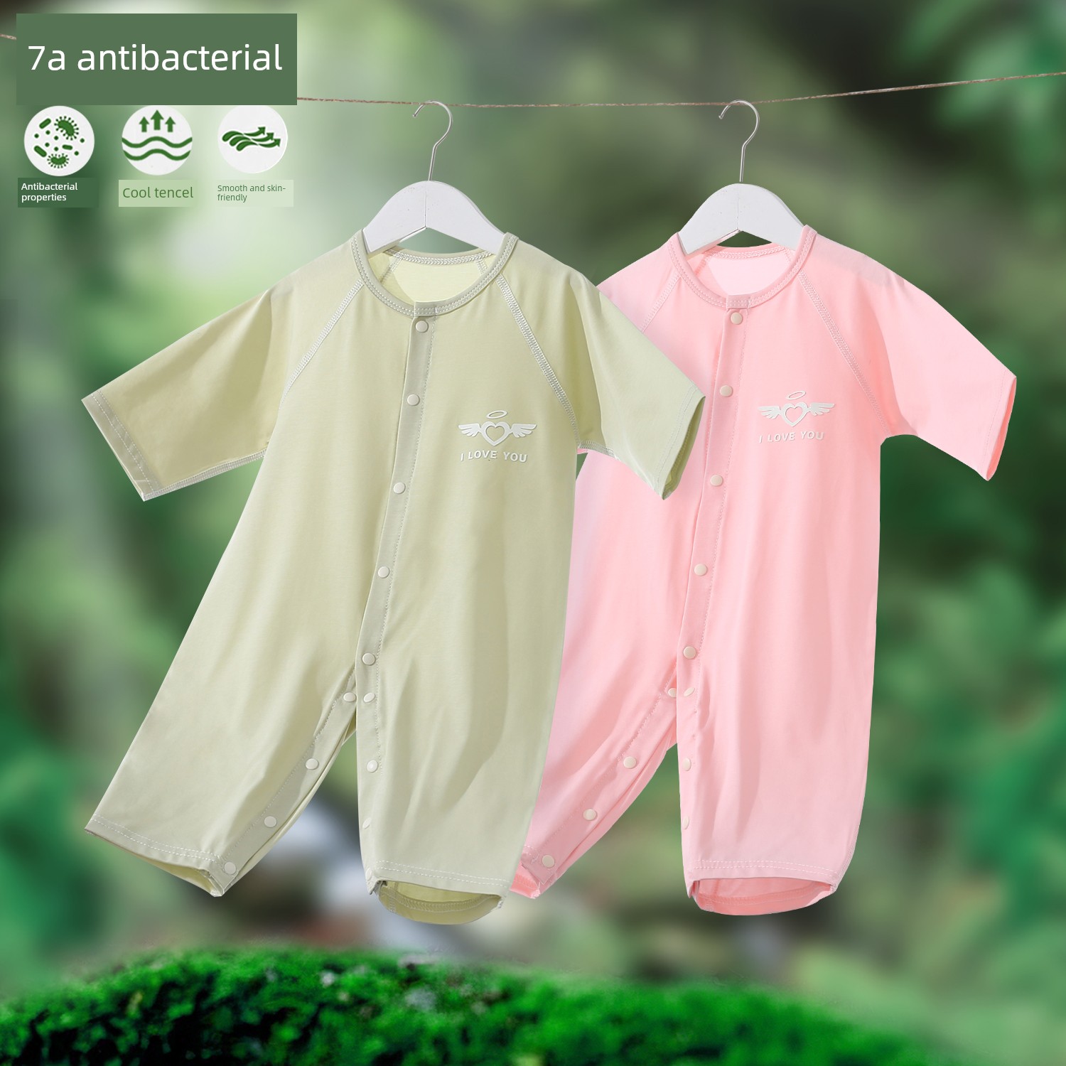 2-Pack Baby Romper Summer Thin Modal Long-Sleeve Pajamas Baby Air-Conditioned Crawling Suit Newborn Onesie — 1