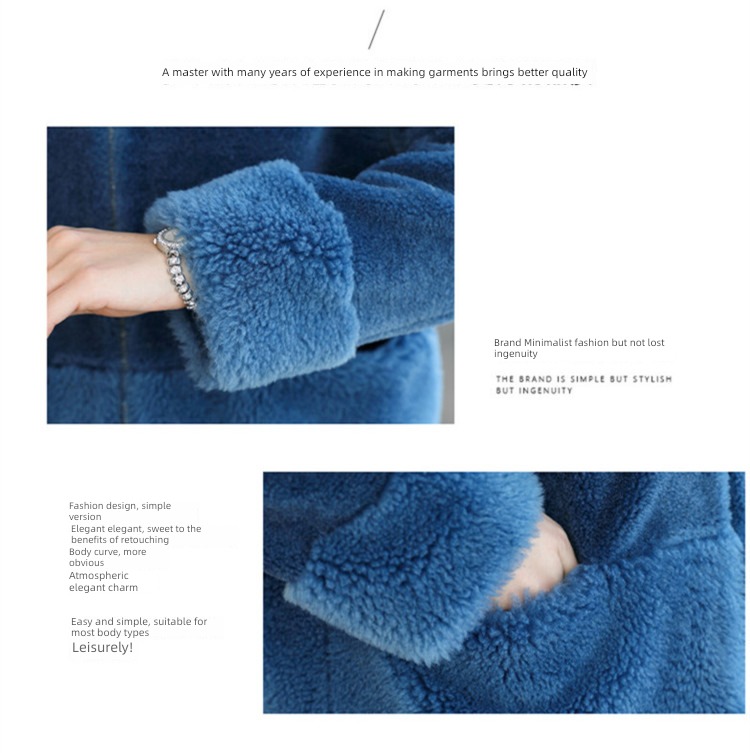 Granular fleece Lamb hair loose coat female Sheep shearing short coat Fox velvet Fur collar Hooded jacket Cashmere leather and fur overcoat