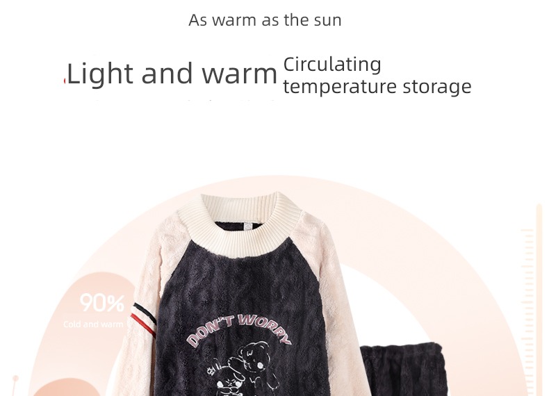 Coral velvet female spring and autumn winter keep warm flange pajamas