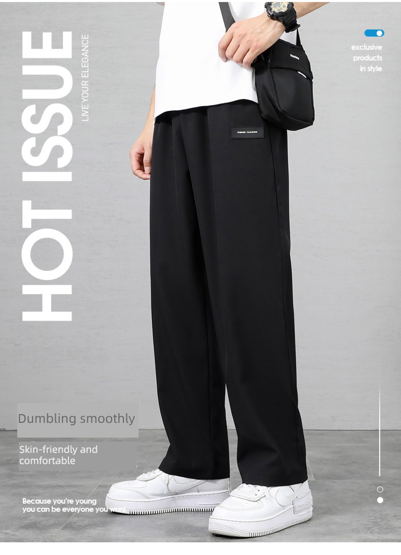 NGGGN Spring and Autumn leisure time Broad leg black trousers