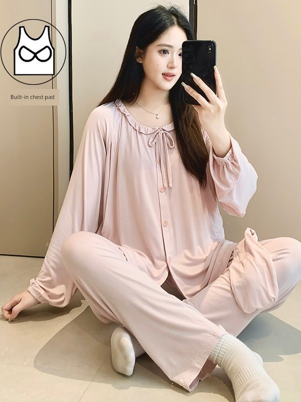 Modal Maternity Pajamas with Chest Pads, Summer Thin Style, Suitable for Postpartum and Breastfeeding Mothers, Spring and Summer Models — 5