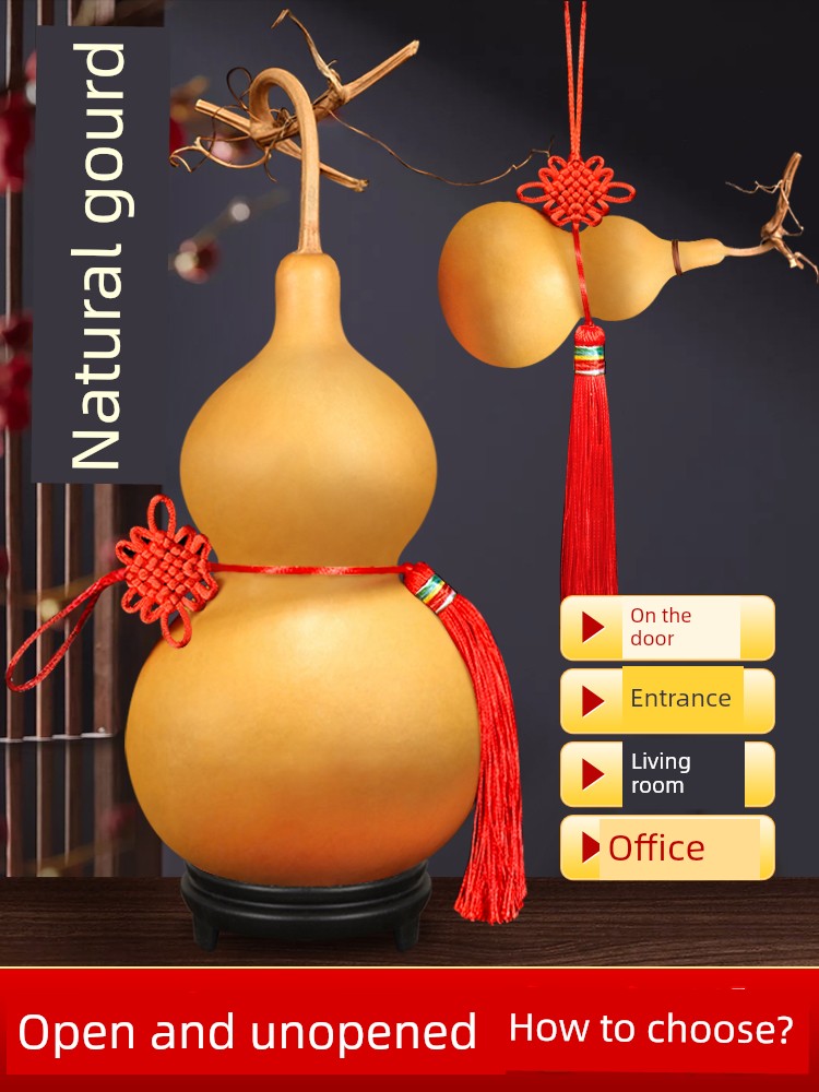 Chinese Knot Auspicious Living Room Entrance Large Natural Bottle Gourd