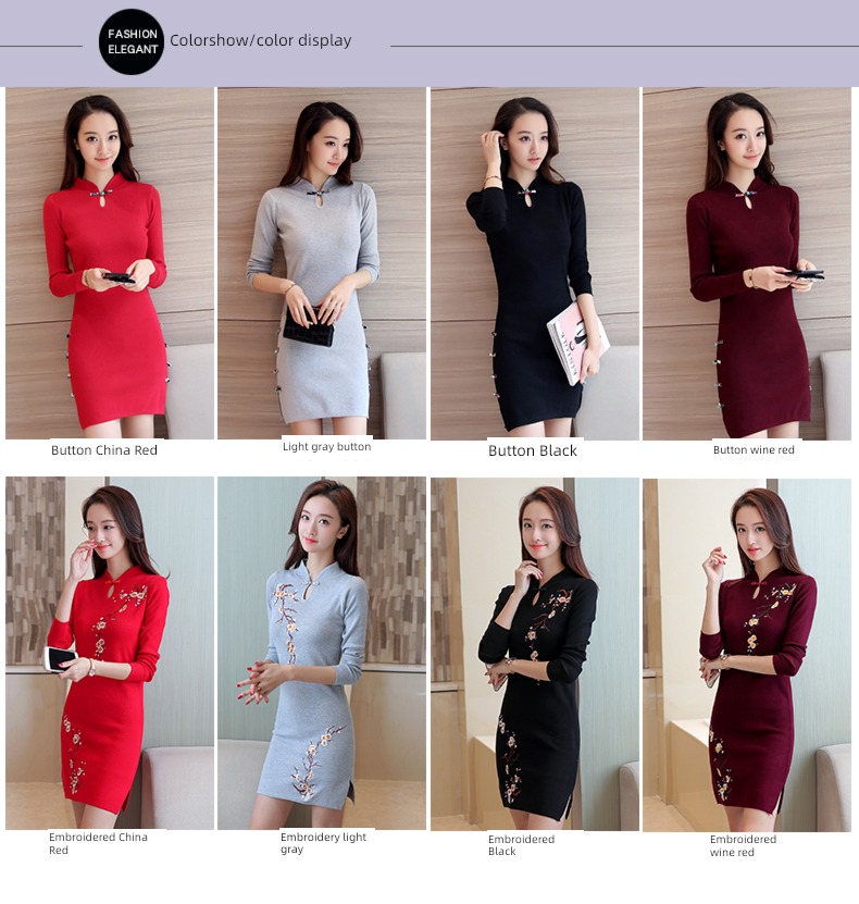 wedding Cheongsam collar ethnic style Condom Women sweater
