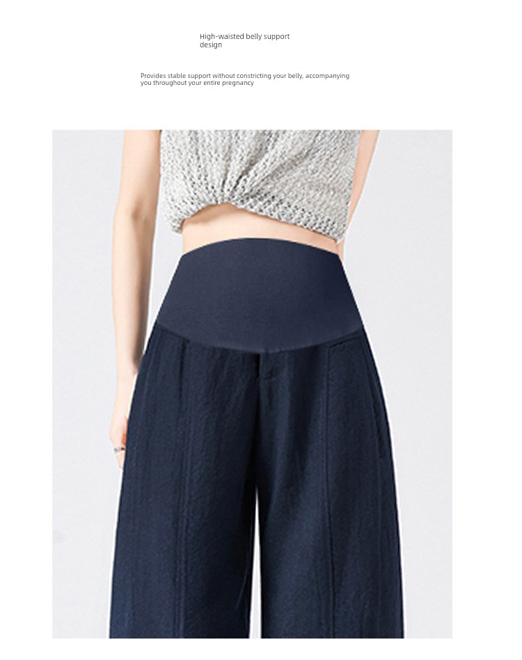 Jq Jingqi Maternity Pants for Spring and Summer, New Style Linen Thin Wide-Leg Pants That Don'T Tighten Around the Belly during Pregnancy — 11