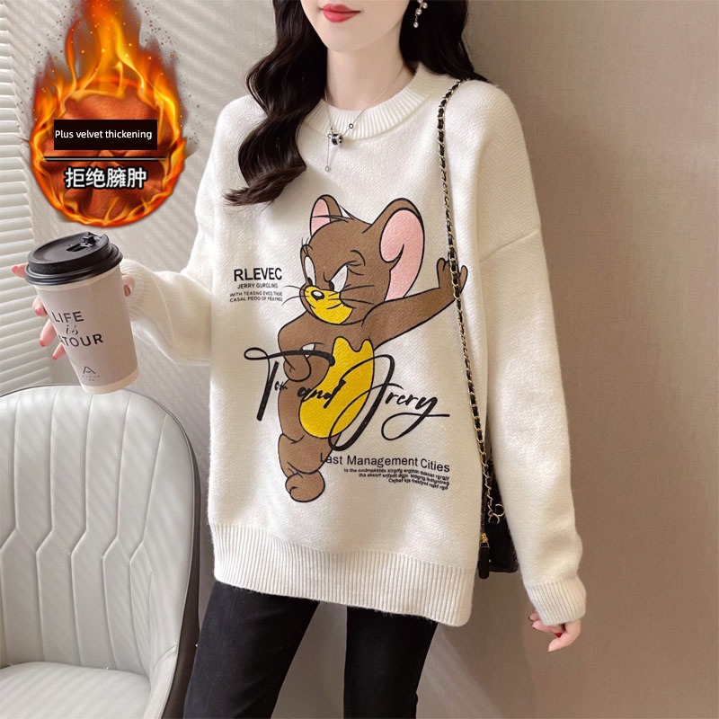 easy Wear out Plush thickening Spring and Autumn ma'am sweater