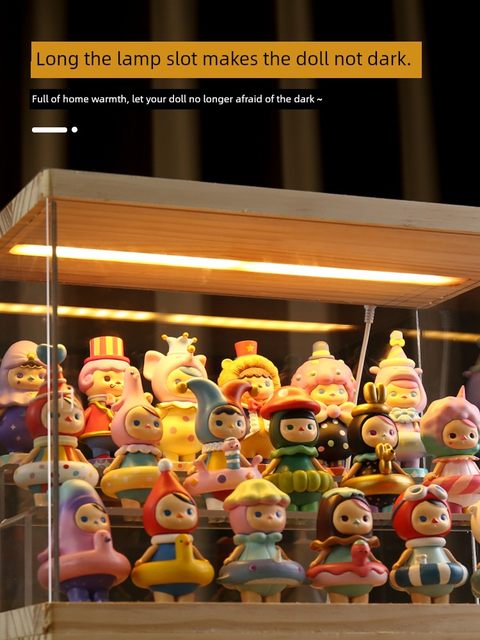 Blind box storage display rack with light dustproof doll display cabinet suitable for Pop Mart storage box figure display box