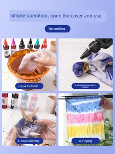 Tie-Dye Pigment Bottled Tie-Dye Fabric DIY Environmental-Friendly Dye Primary School Art and Craft Teaching Kids Handmad