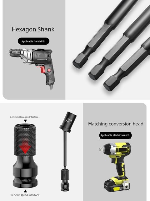 Photovoltaic power station universal sleeve electric wrench conversion head air conditioner installation disassembly tool lengthening connection rod turning