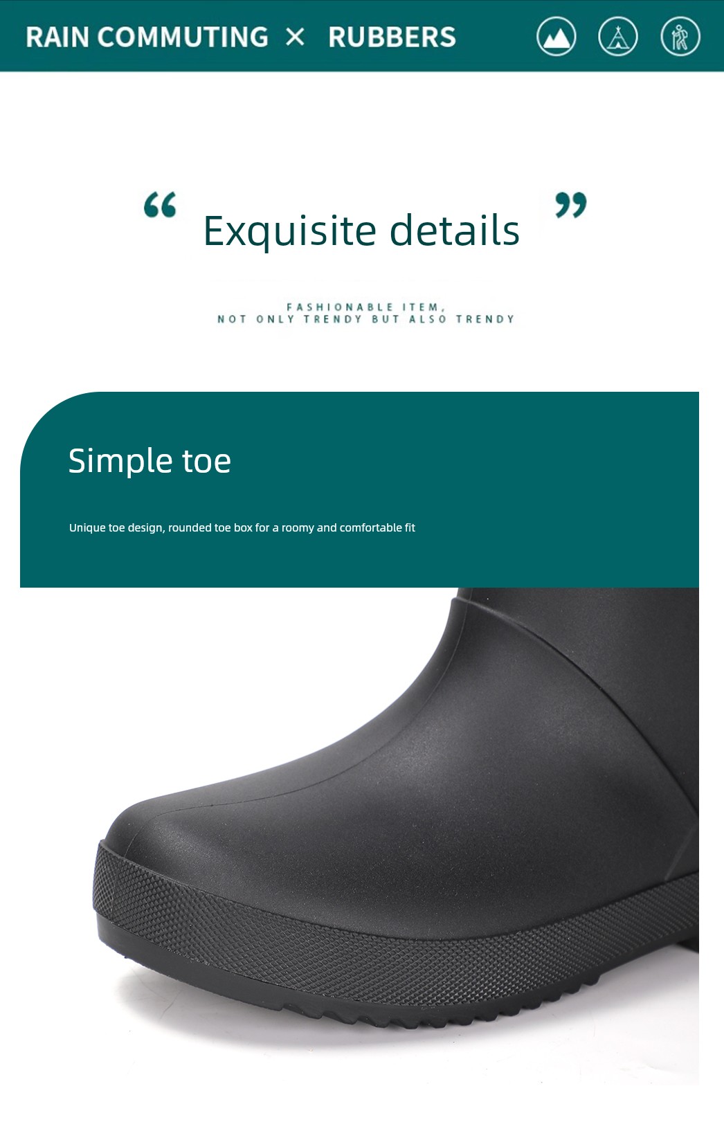 Children's Family Outdoor Rain Boots, Unisex Waterproof Ankle Boots with Anti-Slip Soles, Casual Hiking Water Boots, Rubber Shoes — 15