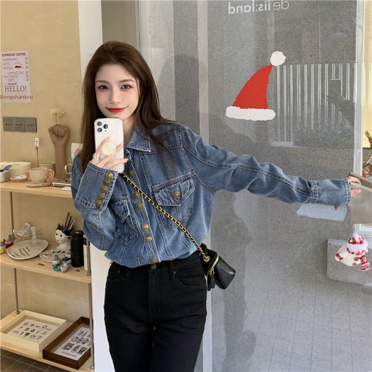 loose coat female Spring and Autumn unique chic cowboy shirt