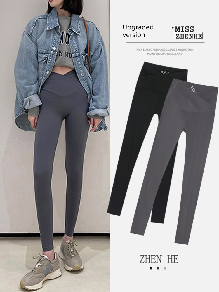 Spring, autumn and winter Crossed waist Buttock lifting goddess Plush shark pants