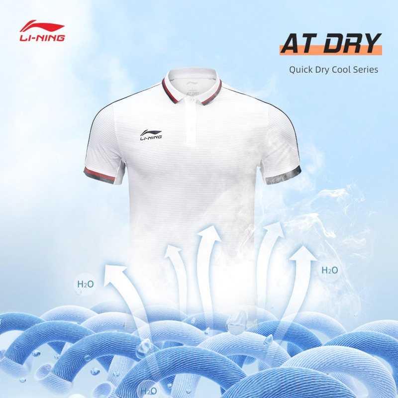 Li Ning man quick-drying pleasantly cool pattern motion Polo shirt