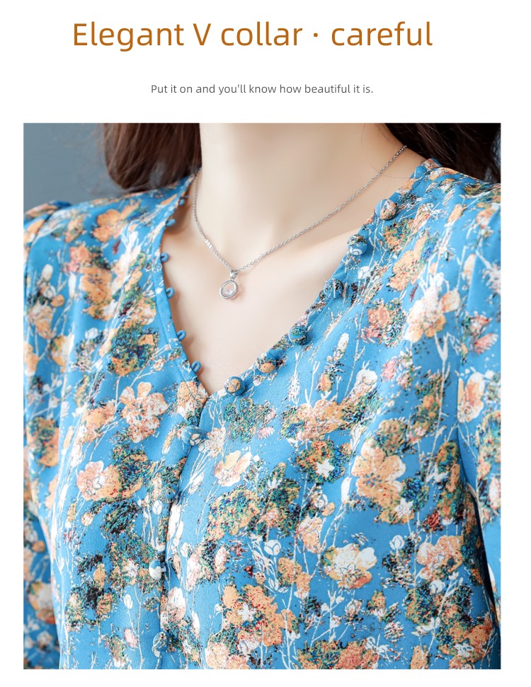 Women Long sleeve Early autumn Mature wind good-looking Chiffon shirt