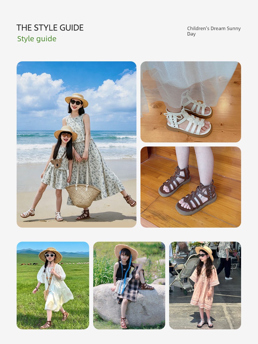 Girls' Sandals, Kidsren's Roman Shoes, 2026 New Models, Soft-Soled Shoes for Middle and Large Kidsren, Summer Shoes for Girls, Summer Shoes for Girls — 2