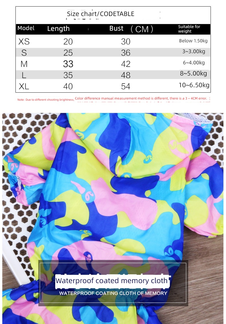 poodle waterproof All inclusive Pets summer wear Dog Raincoat