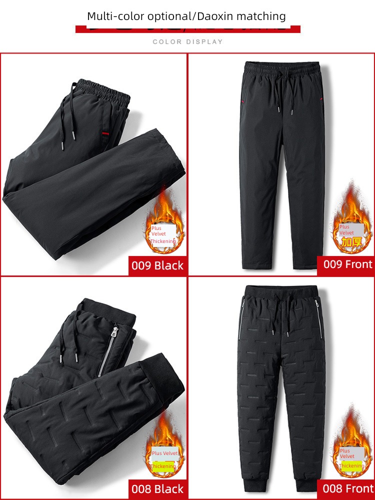 NGGGN Thickened section Windbreak leisure time down trousers
